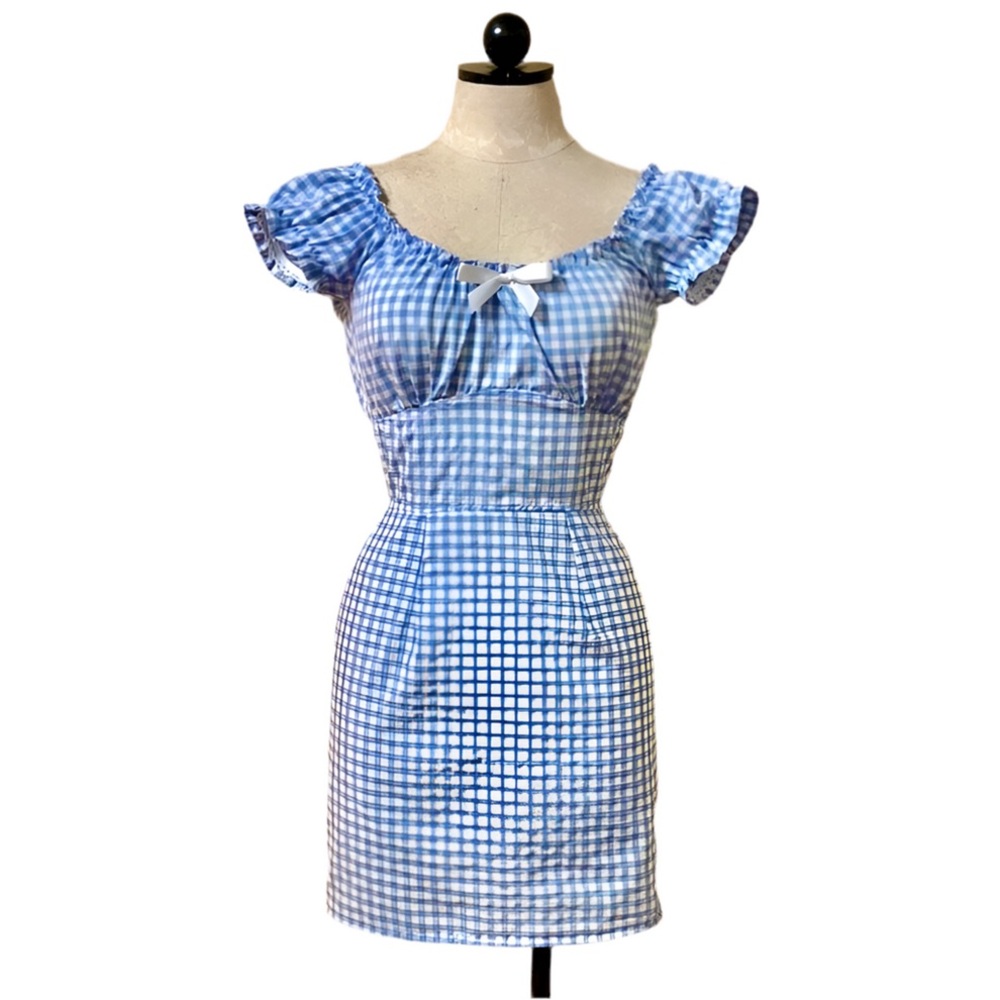 Malicious Designs Alex Blue Gingham Dress Small